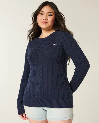Hollister Cable-knit Bow Crew Sweater