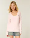 Hollister Cable-knit V-neck Icon Sweater In Pink