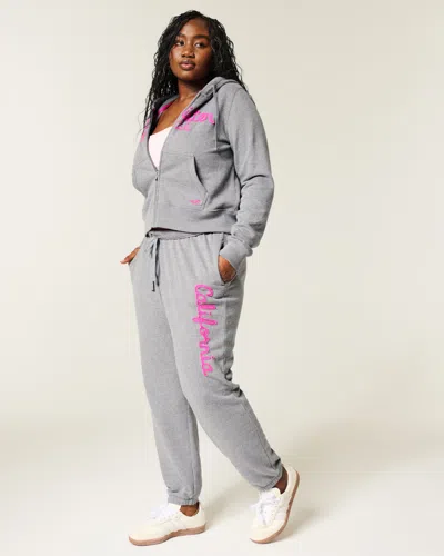 Hollister California Graphic Fleece Joggers In Gray