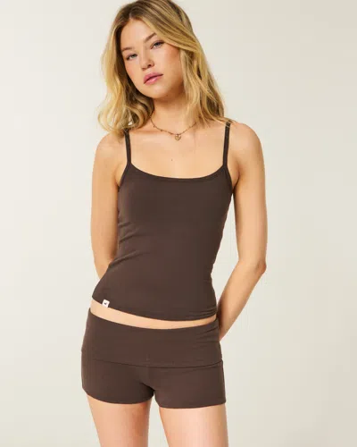 Hollister Callie Reversible Knit Shortie Shorts In Brown