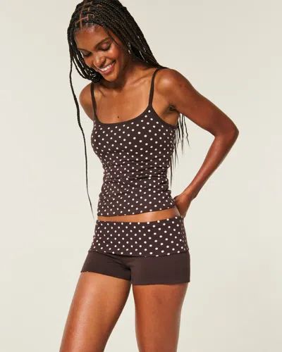 Hollister Callie Reversible Knit Shortie Shorts In Brown
