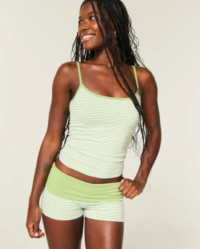 Hollister Callie Reversible Knit Shortie Shorts In Green