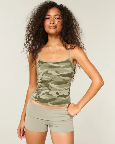 Hollister Callie Reversible Knit Shortie Shorts In Green