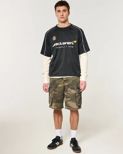 Hollister Camo Baggy Cargo Shorts In Brown