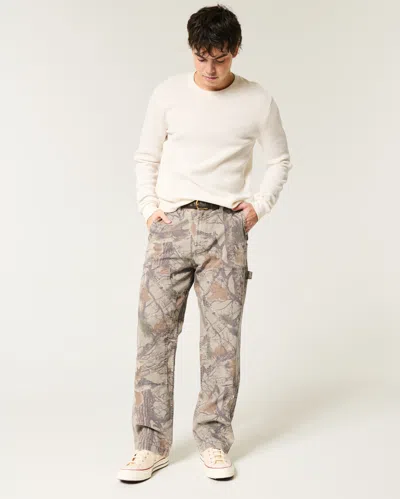 Hollister Camo Baggy Carpenter Pants In Neutral