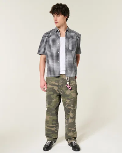 Hollister Camo Baggy Painter Trousers In Green