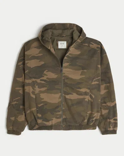 Hollister Camo Zip-up Skater Jacket In Green