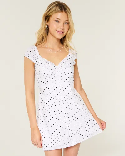Hollister Cap Sleeve Button Shirt Dress In White