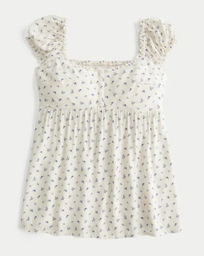 Hollister Cap Sleeve Tunic Babydoll Top In White
