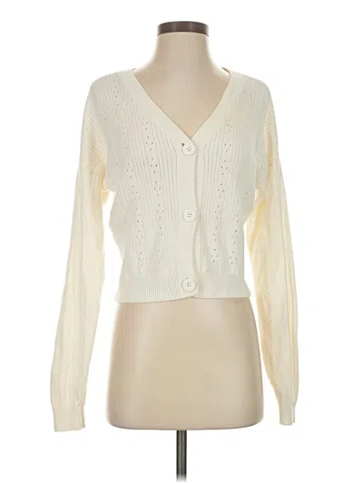 Pre-owned Hollister Cardigan Sweater In White