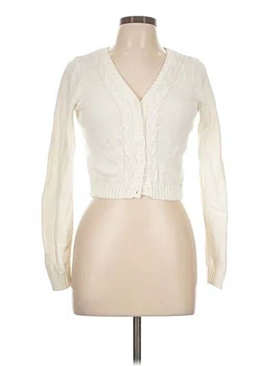Pre-owned Hollister Cardigan Sweater In White