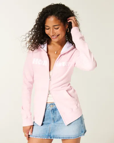 Hollister Chenille Logo Graphic Zip-up Hoodie