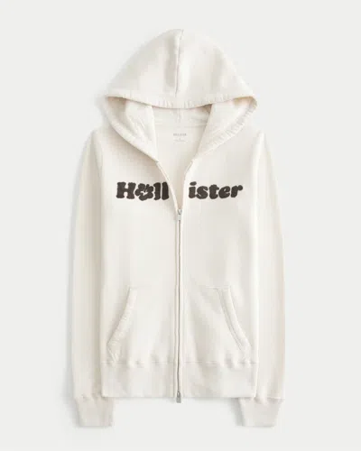 Hollister Chenille Logo Graphic Zip-up Hoodie