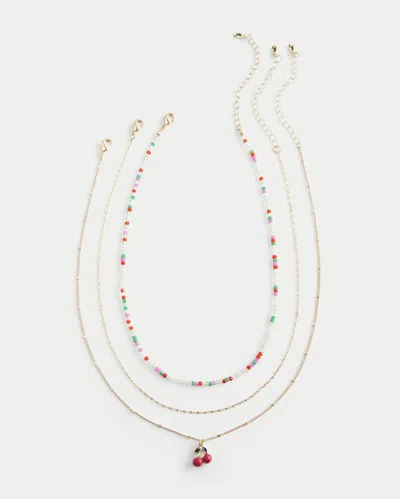 Hollister Cherry Necklace 3-pack In Gold