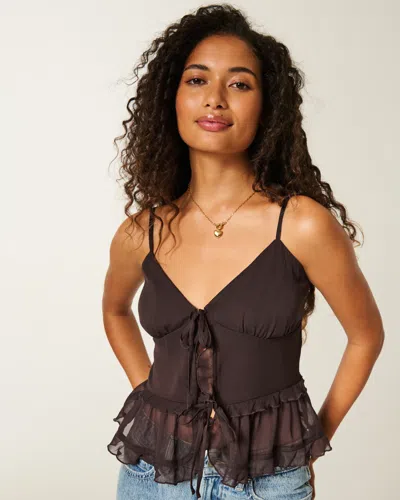 Hollister Chiffon Ruffle Cami In Black