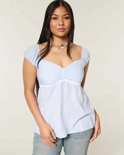 Hollister Cinch Bust Babydoll Top In Blue