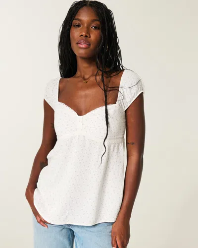 Hollister Cinch Bust Babydoll Top In White