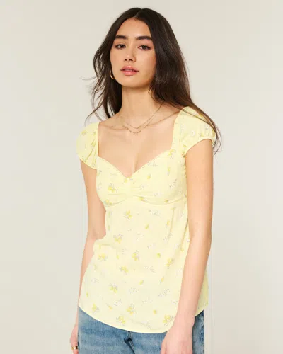 Hollister Cinch Bust Babydoll Top In Yellow