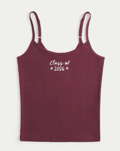Hollister Class Of 2026 Graphic Rib Cami In Burgundy