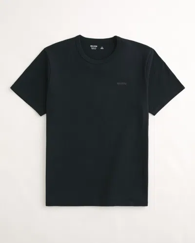 Hollister Classic Fit Cotton Logo Crew T-shirt In Black