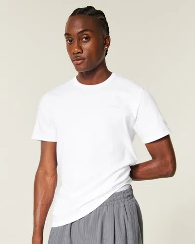 Hollister Classic Fit Cotton Logo Crew T-shirt In White