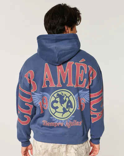 Hollister Club América Graphic Hoodie In Blue