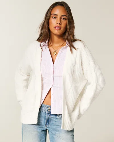 Hollister Comfy Cloud Easy No-close Cardigan In White