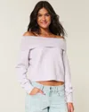 Hollister Comfy Cloud Foldover Off-the-shoulder Sweater In Purple