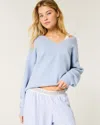 Hollister Comfy Cloud Oversized V-neck Sweater In Blue