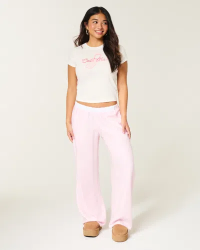 Hollister Contrast Waist Baggy Flannel Pants In Neutral