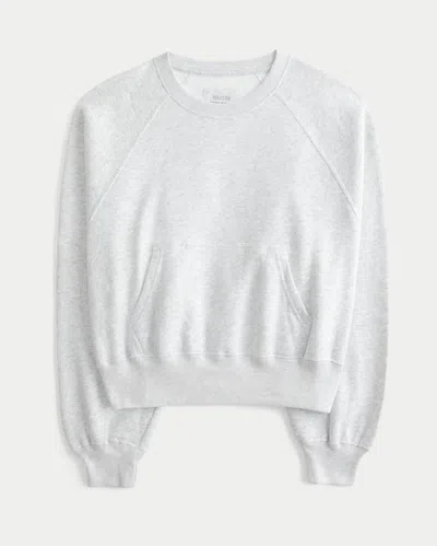 Hollister Cotton Collection Classic Raglan Crew Sweatshirt In Gray