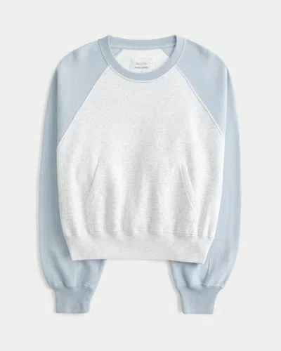 Hollister Cotton Collection Classic Raglan Crew Sweatshirt In Blue