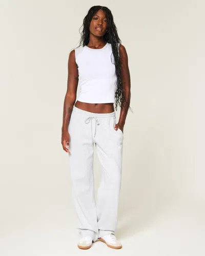 Hollister Cotton Collection Low-rise Tapered Baggy Sweatpants In Light Heather Grey