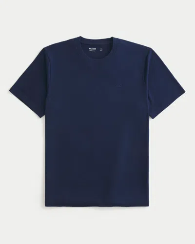 Hollister Cotton Crew Icon T-shirt In Blue