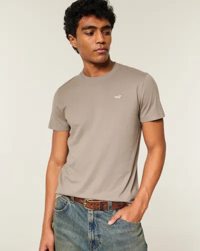 Hollister Cotton Crew Icon T-shirt In Gray