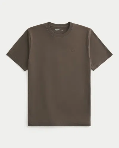 Hollister Cotton Crew Icon T-shirt In Brown
