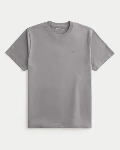 Hollister Cotton Crew Icon T-shirt In Gray