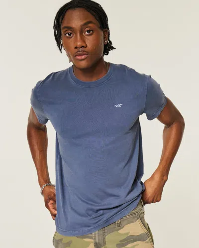 Hollister Cotton Icon Crew T-shirt In Blue