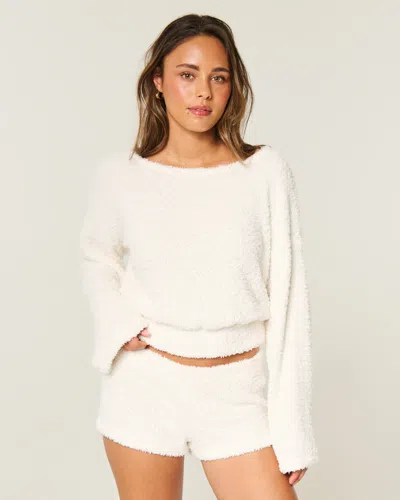 Hollister Cozy Bouclé Off-the-shoulder Top In White