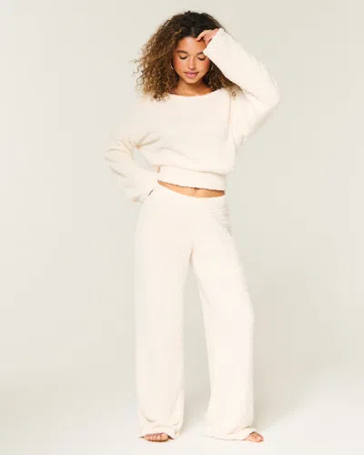 Hollister Cozy Bouclé Wide-leg Pants In White