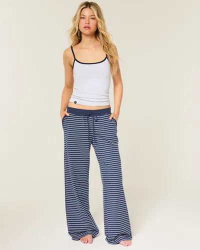 Hollister Cozy Knit Wide-leg Pants In Blue