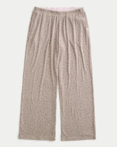 Hollister Cozy Pointelle Wide-leg Pants In Blue