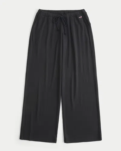 Hollister Cozy Wide-leg Pants In Black
