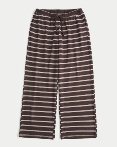 Hollister Cozy Wide-leg Pants In Brown Stripe