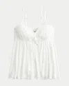 Hollister Crinkle Shine Flyaway Babydoll Top In White