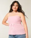Hollister Crochet-style Strapless Sweater Tube Top In Pink