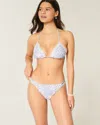 Hollister Crochet-style Trim Double-strap Cheeky Bikini Bottom In Blue