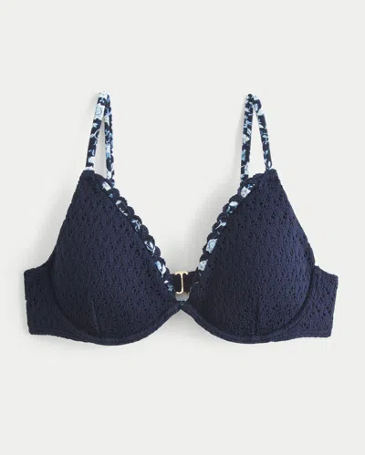 Hollister Crochet-style Underwire Bikini Top In Blue