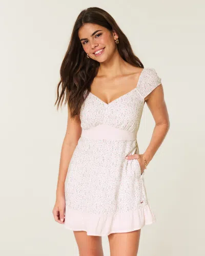 Hollister Curvy Cap Sleeve Babydoll Mini Dress In Gray