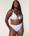 Hollister Curvy High-leg High-waist Ribbed Cheeky Bikini Bottom In Blue